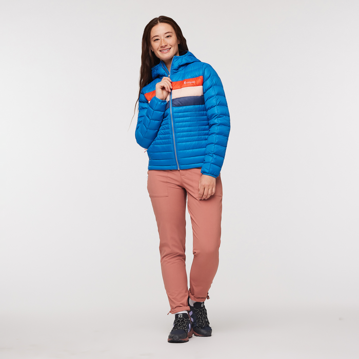 Fuego Hooded Down Jacket - Women's, Atlantic Stripes, Model Aya