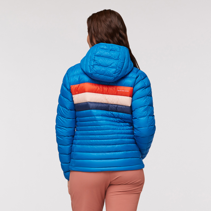Fuego Hooded Down Jacket - Women's, Atlantic Stripes, Model Aya