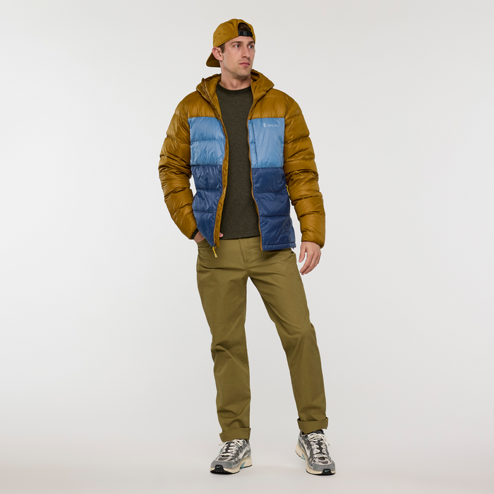 Fuego Max Down Hooded Jacket - Men's, Bronze/Deep Sea, Model Jackson