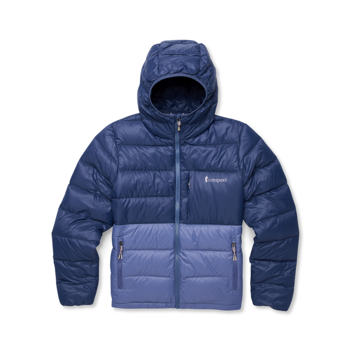 Fuego Max Down Hooded Jacket - Women's, Dusk/Blue Smoke, flatlay