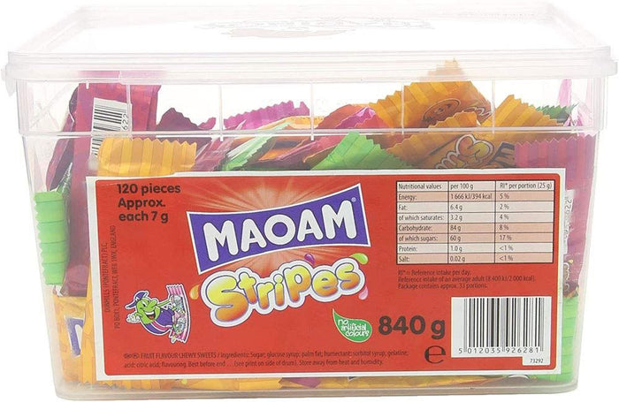 Haribo Maoam Stripes Sweets 120pc Drum 840g