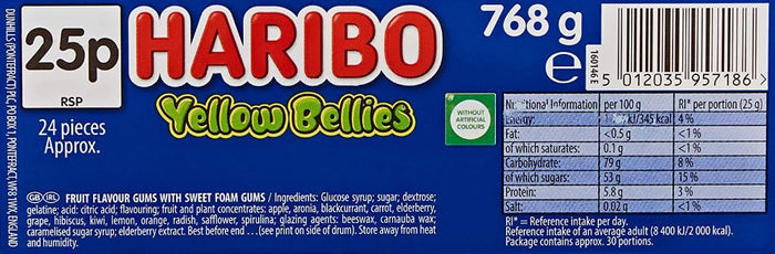 Haribo Yellow Bellies 24pcs Tub 768g