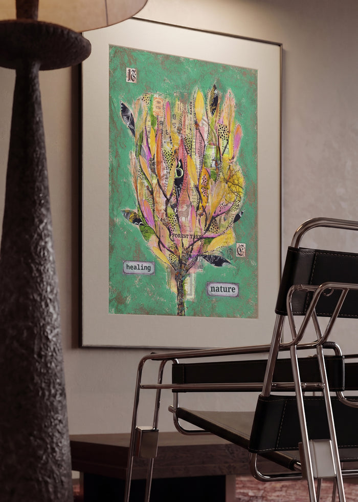 Healing Nature by Enikő Marosváry-Kramcsák in a mounted frame in a modern interior