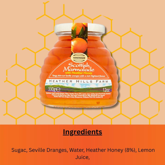 Heather Hills Farm Scottish Marmalade with Heather Honey Fruit Jam 330g