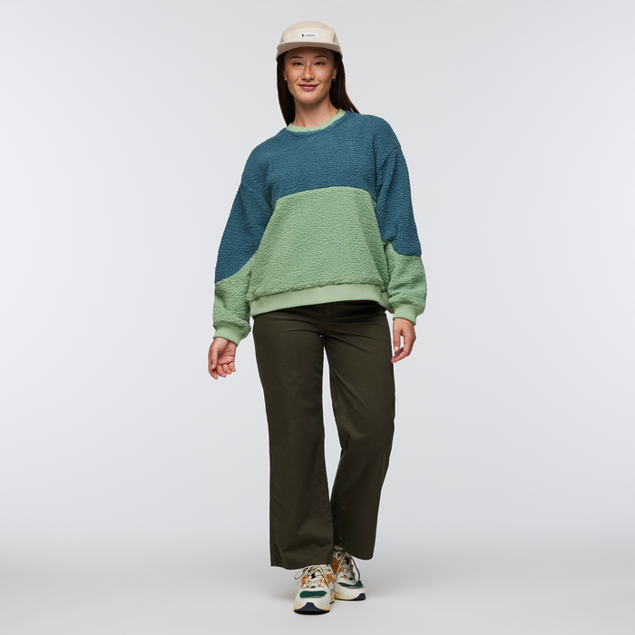 High Pile Fleece Crew - Women's, Drizzle/Aspen, Model Aya