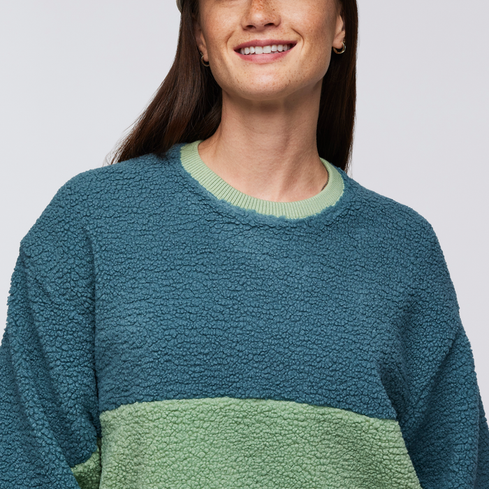 High Pile Fleece Crew - Women's, Drizzle/Aspen, Model Aya