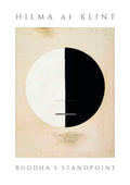 Poster of Hilma af Klint's "Buddha's Standpoint" featuring a black and white divided circle on beige background.