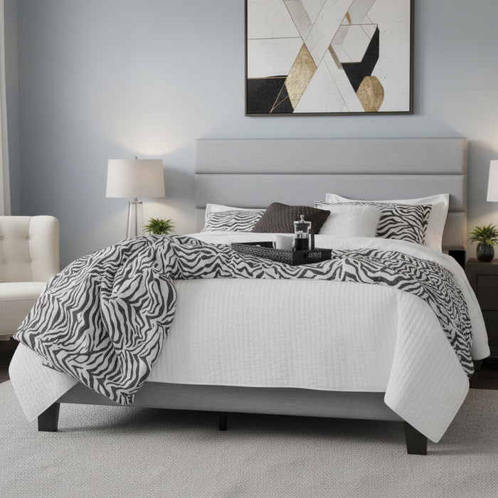 HOBOKEN Gray Linen 46" Height Platform Bed
