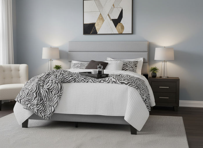 HOBOKEN Gray Linen 46" Height Platform Bed