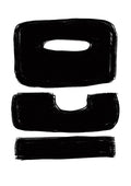 Abstract black shapes on white background, featured as the design for ICO Unique Plakat product page.