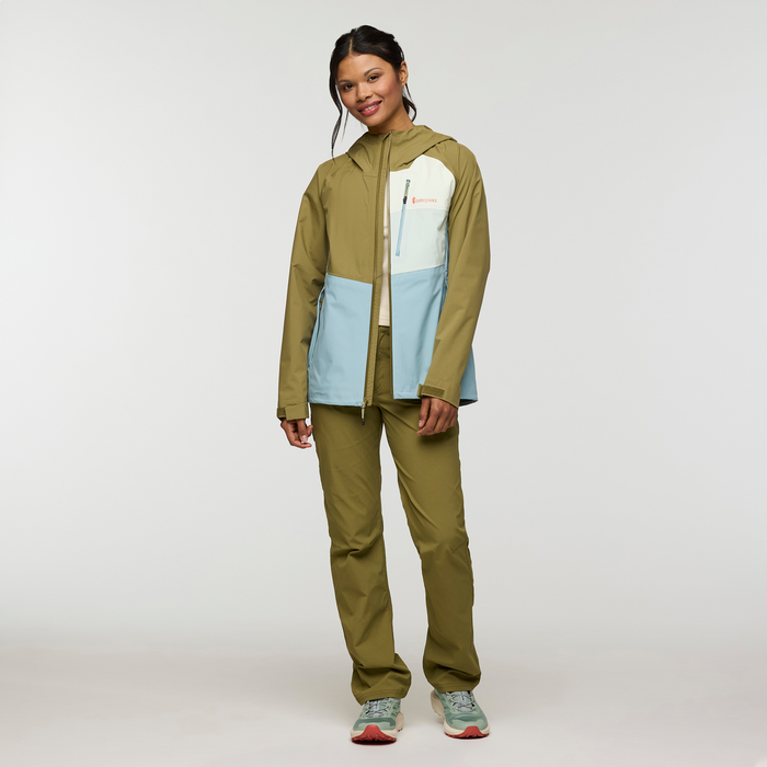 Impermeo 3L Hooded Shell Jacket - Women's, Moss/Sea Spray, Model Jade, shoppable