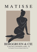 Minimalist poster of a black woman in a seated pose, inspired by Matisse-style artwork.