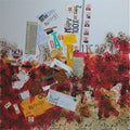 J'ai choisi by Dada - crumpled red tissue and newsprint under airmail envelopes and passport photographs