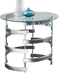 JAIK Chrome Metal & Clear Glass 23" Wide Round End Table