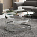 JAIK Chrome Metal & Clear Glass 35" Wide Round Coffee Table