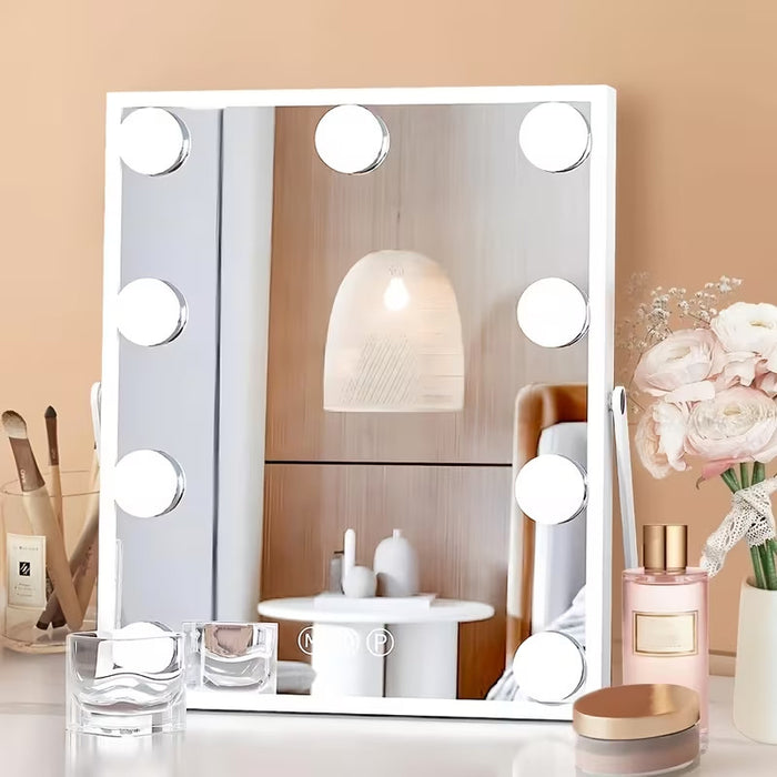 JAZELLE White 10" x 12" Hollywood Vanity Mirror