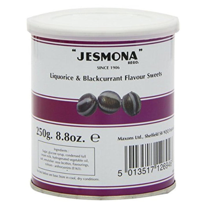 Jesmona Liquorice & Blackcurrant Sweets Tin 250g