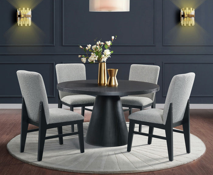 KARIM Black & Gray Boucle 20" Wide Dining Chair