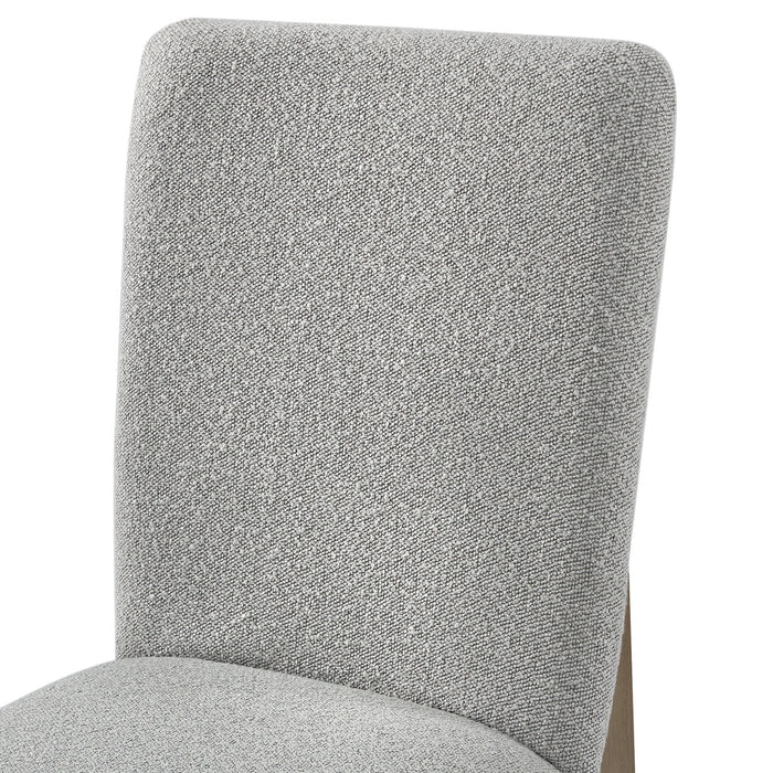 KARIM Natural Brown & Gray Boucle 20" Wide Dining Chair