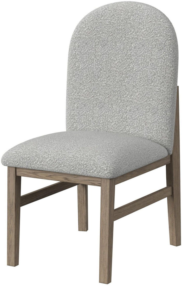 KARIM Natural Brown & Gray Boucle 20" Wide Rounded Dining Chair