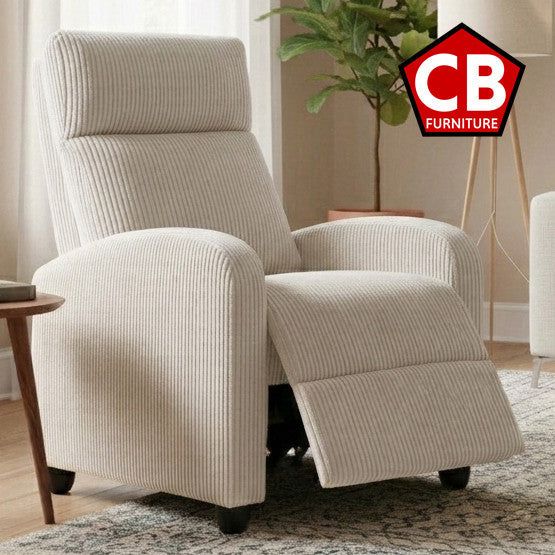 KENNEDALE CREAM Corduroy 27" x 40" Height Push-Back Recliner Chair