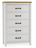 Kerisden - Five Drawer Chest - White / Brown