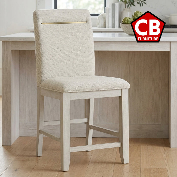 KEYBAY Distressed Greige and Oatmeal 20" Wide Counter Chair