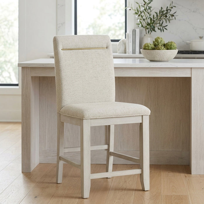 KEYBAY Distressed Greige and Oatmeal 20" Wide Counter Chair