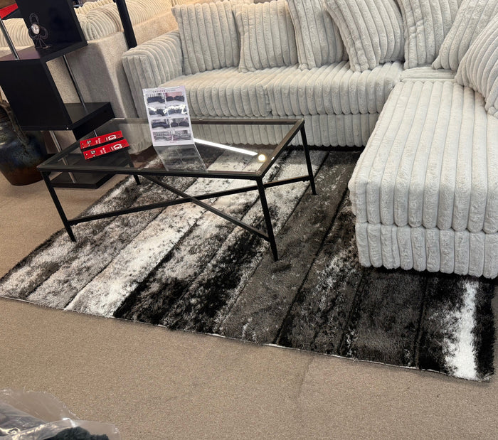 LEGION Black/Gray 5' x 8' Luxury Area Rug