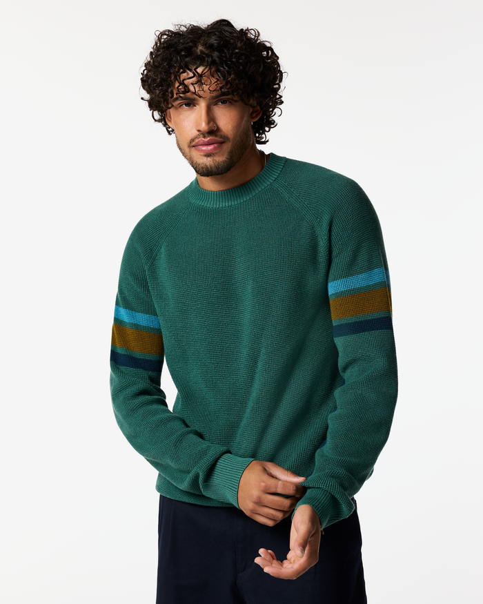 Libre Waffle Crew Sweater - Men's, Juniper, Model Pedro
