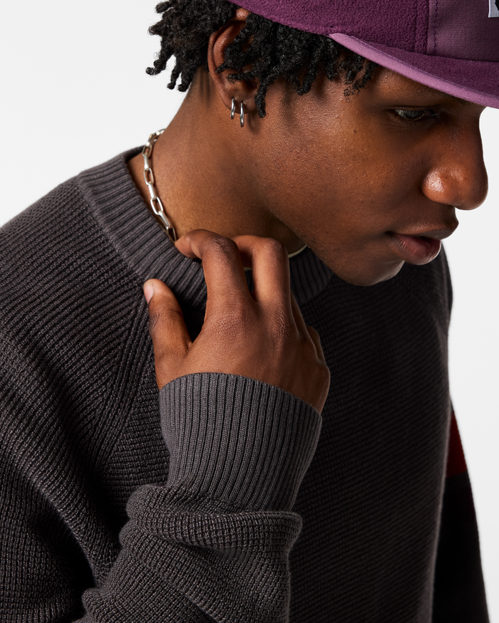 Libre Waffle Crew Sweater - Men's, Cinder, Model Anson