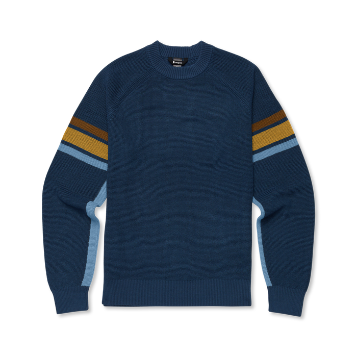Libre Waffle Crew Sweater - Men's, Deep Sea, flatlay
