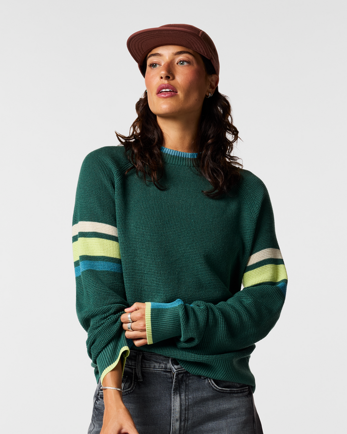 Libre Waffle Crew Sweater - Women's, Juniper, Model Lola