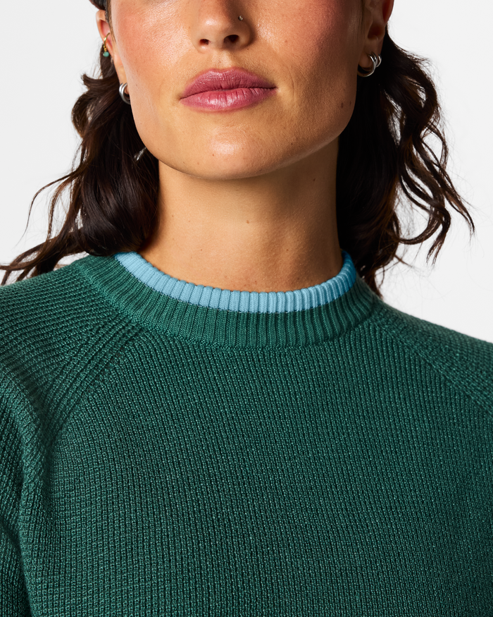 Libre Waffle Crew Sweater - Women's, Juniper, Model Lola