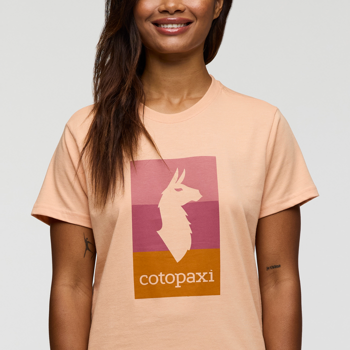 Llama Block T-Shirt - Women's, Apricot, Model Jade