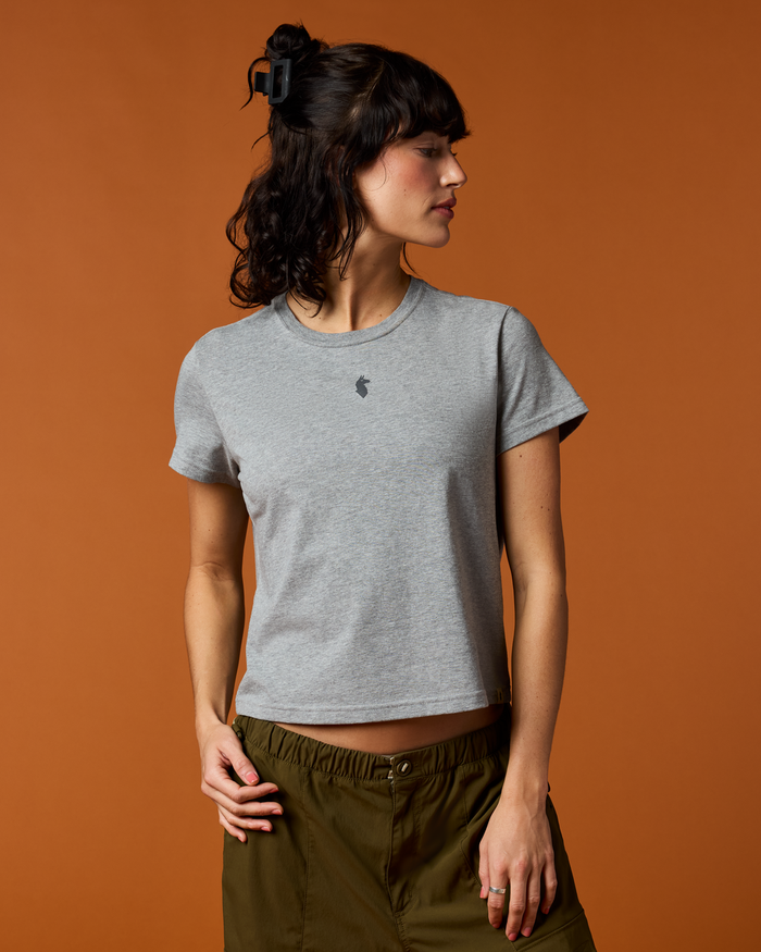 Llama Icon T-Shirt - Women's, Heather Grey, Model Lola