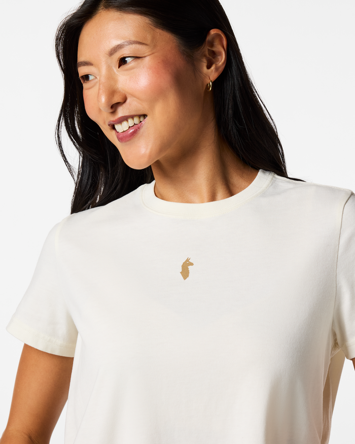 Llama Icon T-Shirt - Women's, Bone, Model Tiff