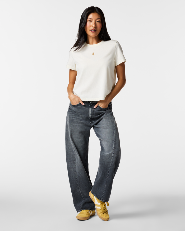 Llama Icon T-Shirt - Women's, Bone, Model Tiff