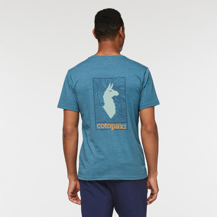 Llama Map Organic T-Shirt - Men's, Blue Spruce, Model Jason