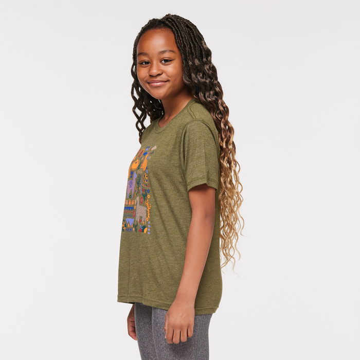Llama Party T-Shirt - Kids', Pine, Model Adelina