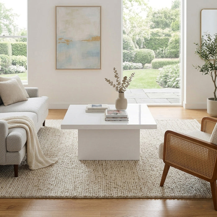LUCILLE Glossy White 36" x 36" Coffee Table