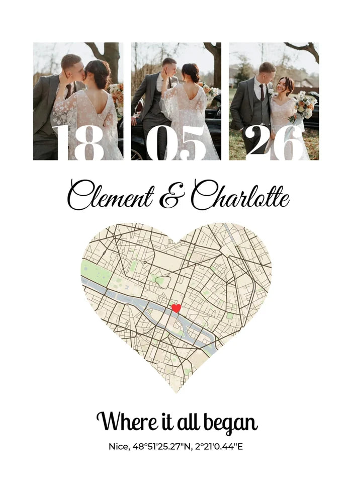 Map & photo collage - Personalized poster