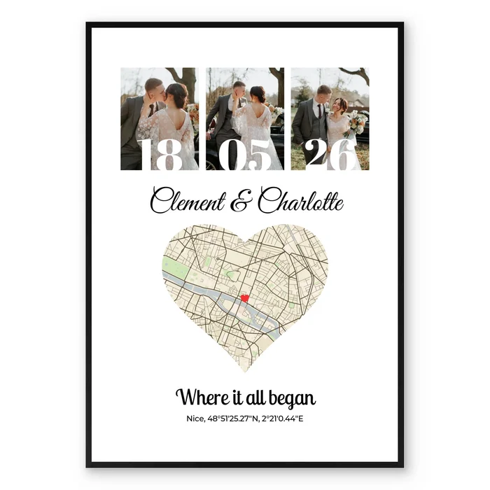 Map & photo collage - Personalized poster