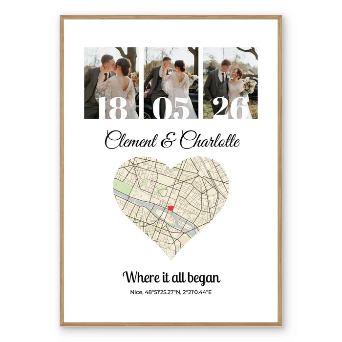 Map & photo collage - Personalized poster