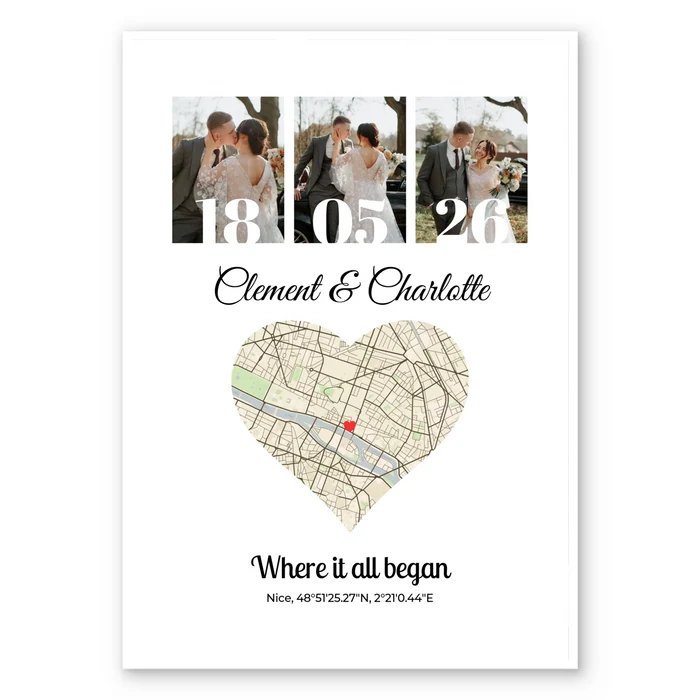 Map & photo collage - Personalized poster