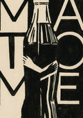 Matome by Monyuri - black and cream typographic print of two embracing figures shaped like a bottle