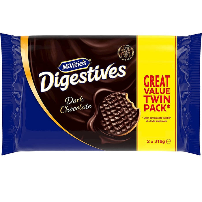 McVitie's Digestives Dark Chocolate Twin Pack Biscuits 632g product image