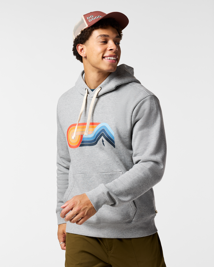Melting Sunset Pullover Hoodie - Men's, Heather Grey, Model Luke