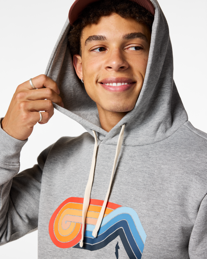 Melting Sunset Pullover Hoodie - Men's, Heather Grey, Model Luke