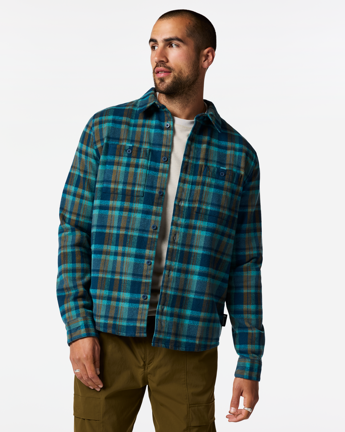 Mero Organic Flannel Shirt - Men's, Indigo Plaid, Model Dale